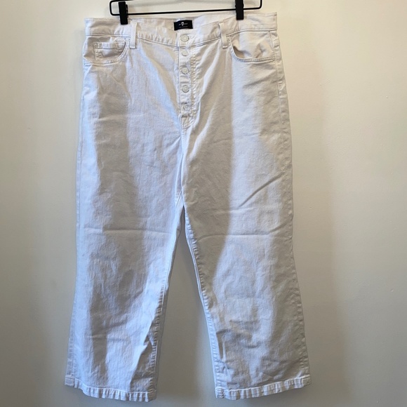 7 For All Mankind Pants - 7 For All Mankind Alexa Crop Butterfly High Rise white jeans